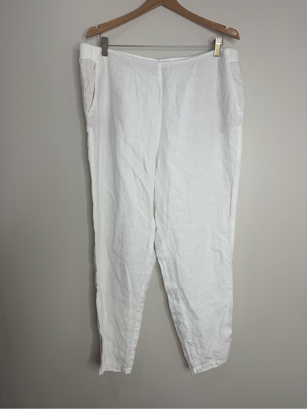 J. Jill White 100% Love Linen Tapered Pull-on Beach Summer Pants Size Large